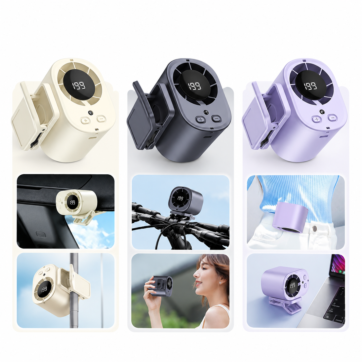 Oscillating Fan Clip - Car Semiconductor Cooling Clip Fan Rechargeable