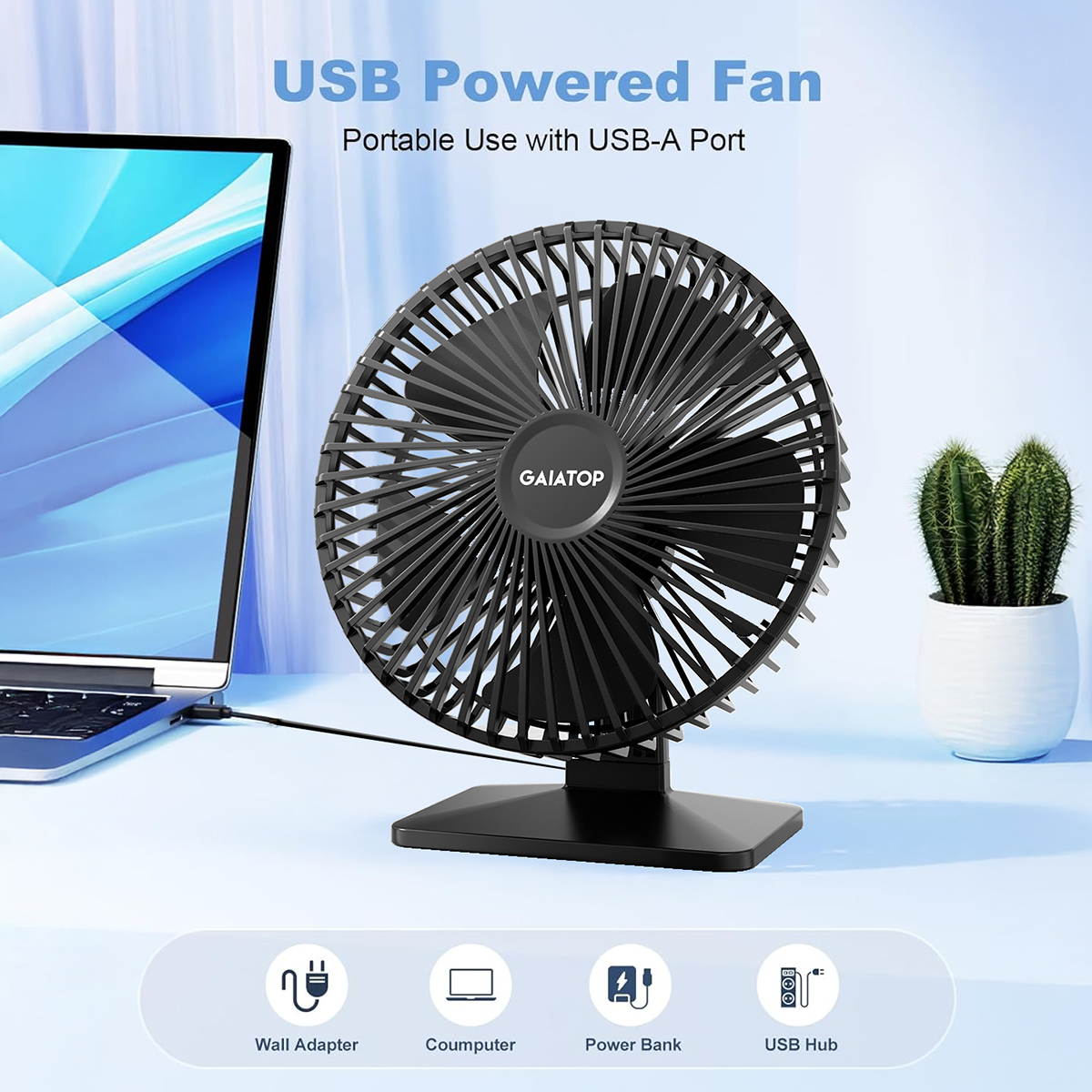 GAIATOP Desk Fan Portable USB  - Oscillating Fan Clip บทวิจารณ์และราคา